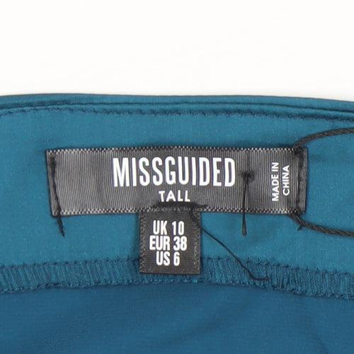 Missguided Women Tall Blue Satin Wrap Midi Skirt Size 10 Party Cocktail