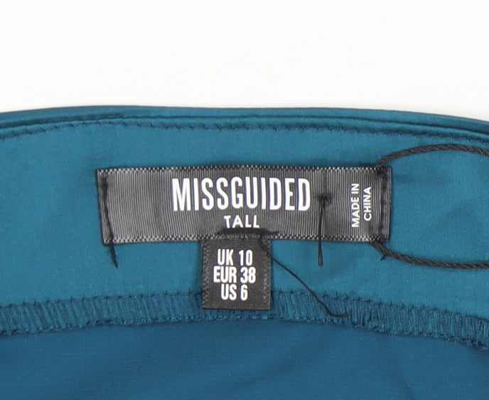 Missguided Women Tall Blue Satin Wrap Midi Skirt Size 10 Party Cocktail
