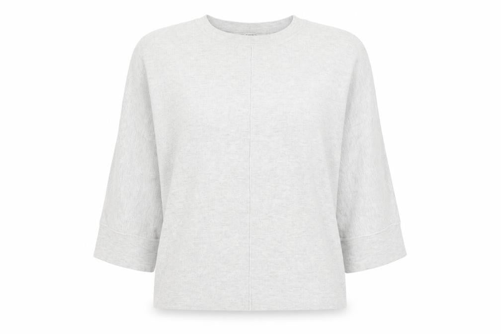 Front view of Sweewë Paris women’s grey s jumper 3/4 sleeve knit