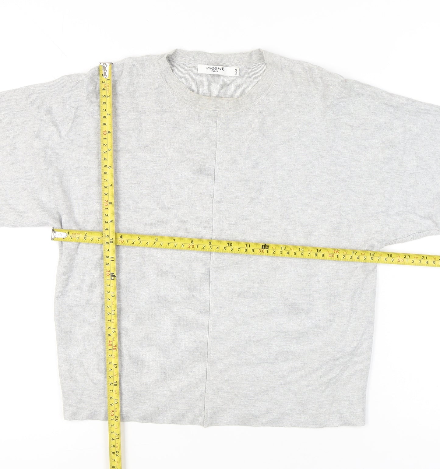 Sweewë Paris Womens Grey S Pullover Jumper 3/4 Sleeve Knit