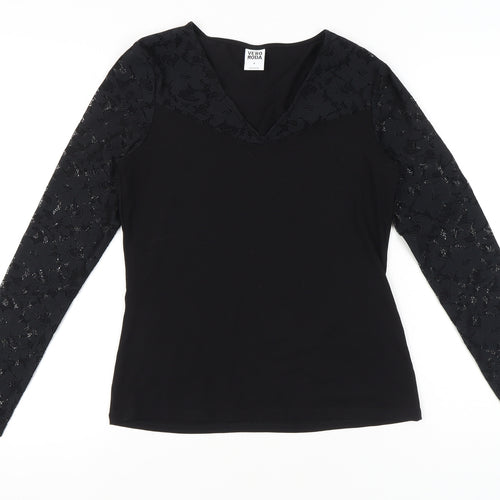 Vero Moda Women’s Black Lace Sleeve V-Neck Tunic Blouse Size M