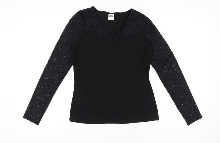 Vero Moda Women’s Black Lace Sleeve V-Neck Tunic Blouse Size M