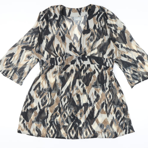 Wallis Women’s Multicoloured Tunic Blouse Size 16 V-Neck Chiffon