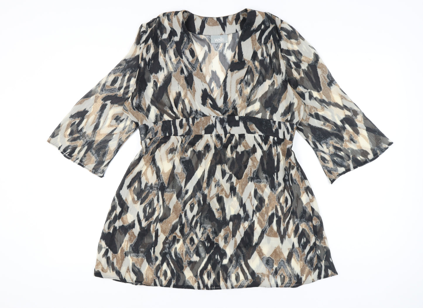 Wallis Women’s Multicoloured Tunic Blouse Size 16 V-Neck Chiffon