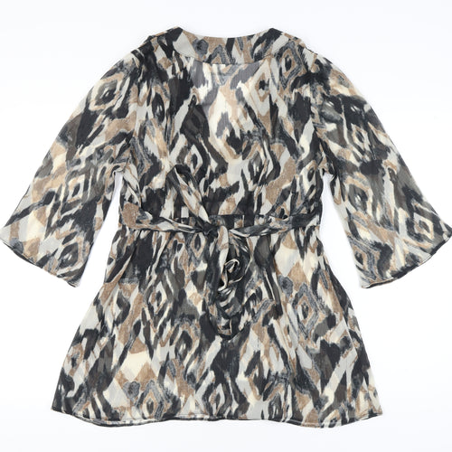 Wallis Women’s Multicoloured Tunic Blouse Size 16 V-Neck Chiffon