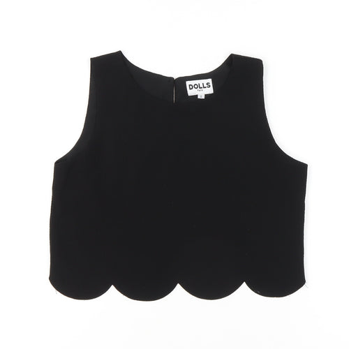 Dolls Paris Womens Black Size 8 Cropped Sleeveless Tank Top