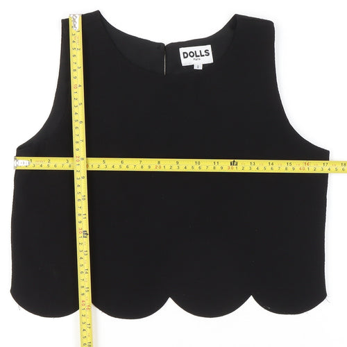 Dolls Paris Womens Black Size 8 Cropped Sleeveless Tank Top