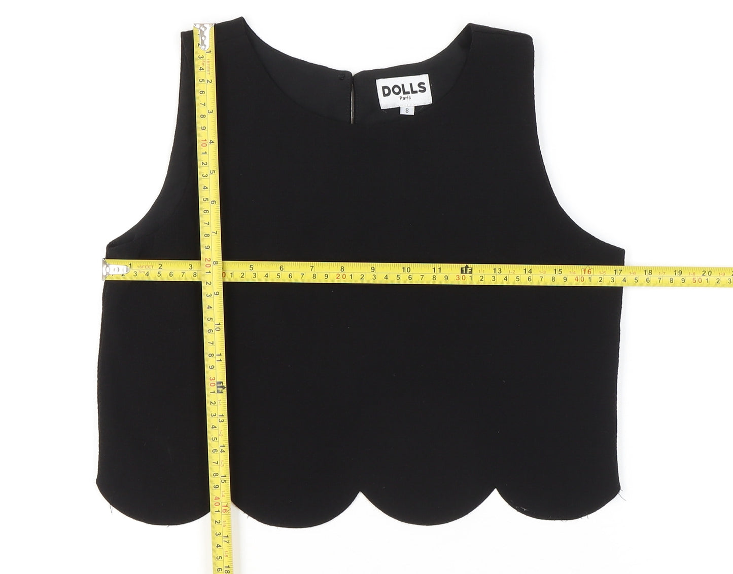 Dolls Paris Womens Black Size 8 Cropped Sleeveless Tank Top