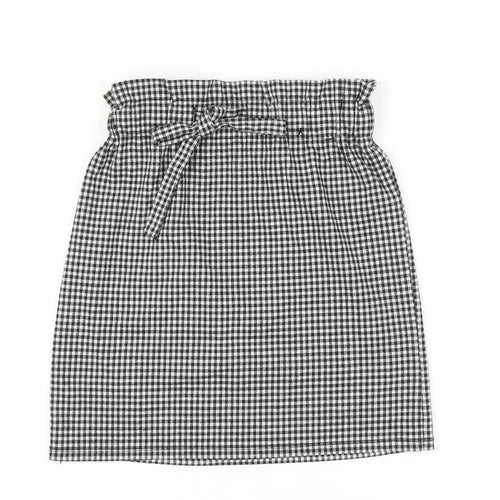 Orsay Women’s Black Checked XS Pencil Skirt With Bow Tie Waist