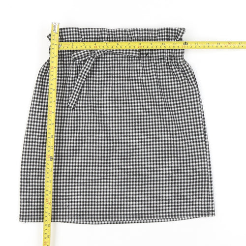 Orsay Women’s Black Checked XS Pencil Skirt With Bow Tie Waist