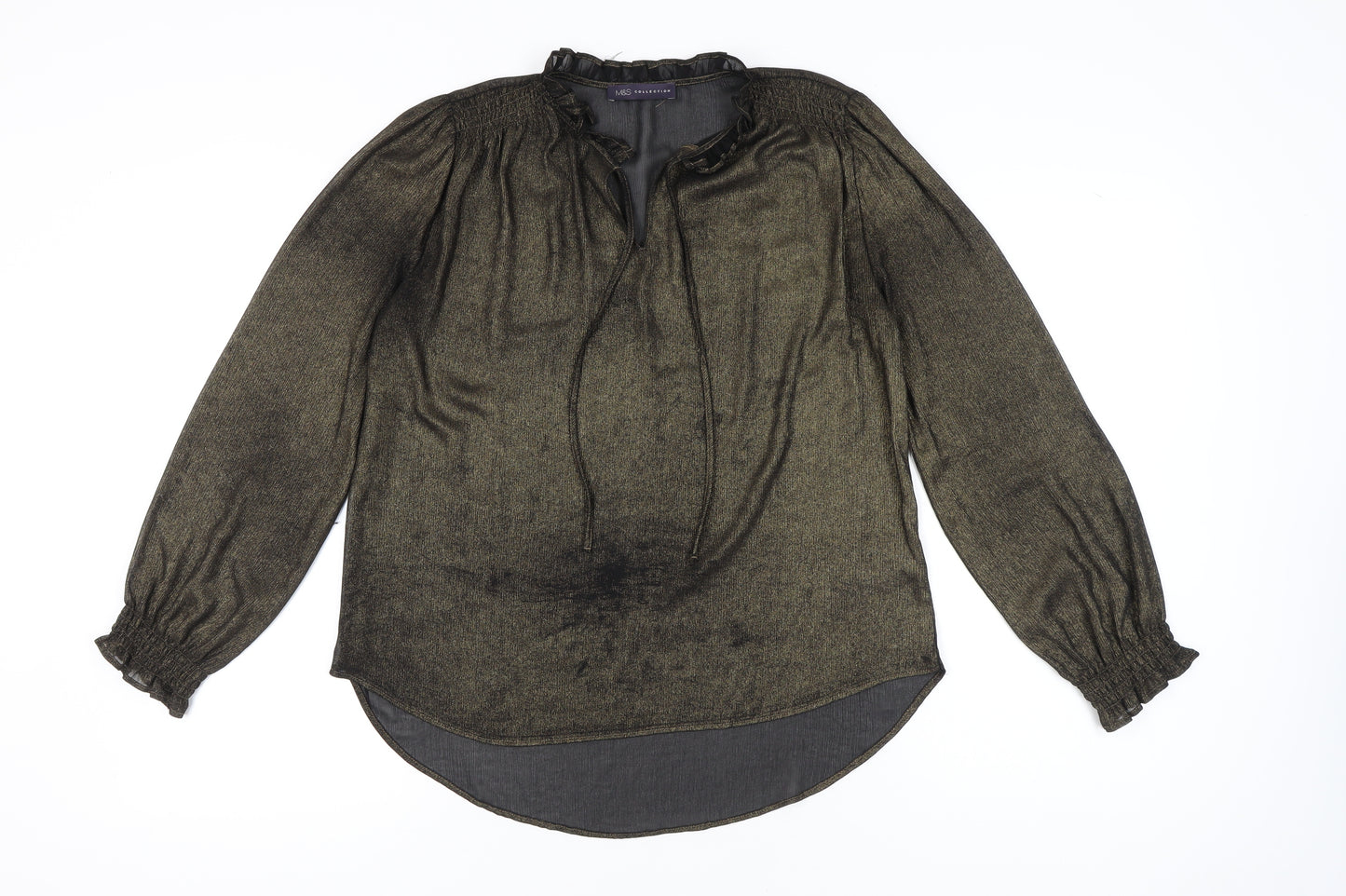 Marks and Spencer Women’s Gold Sheer Tunic Blouse Size 10