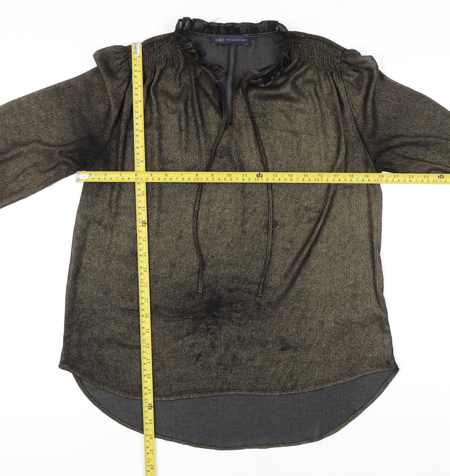 Marks and Spencer Women’s Gold Sheer Tunic Blouse Size 10