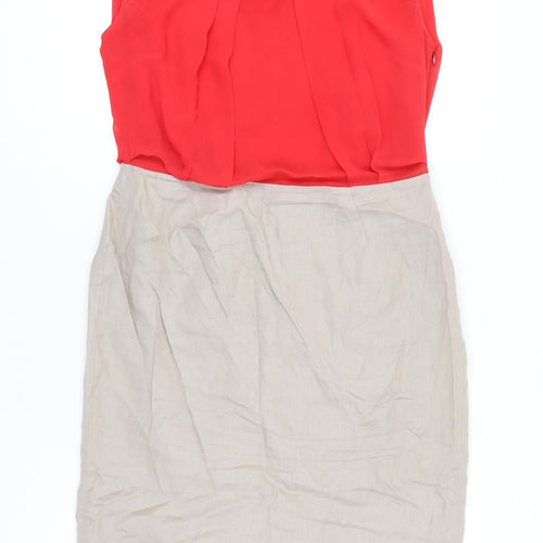 Marks and Spencer Women’s Red Beige Sheath Dress UK 12 Workwear