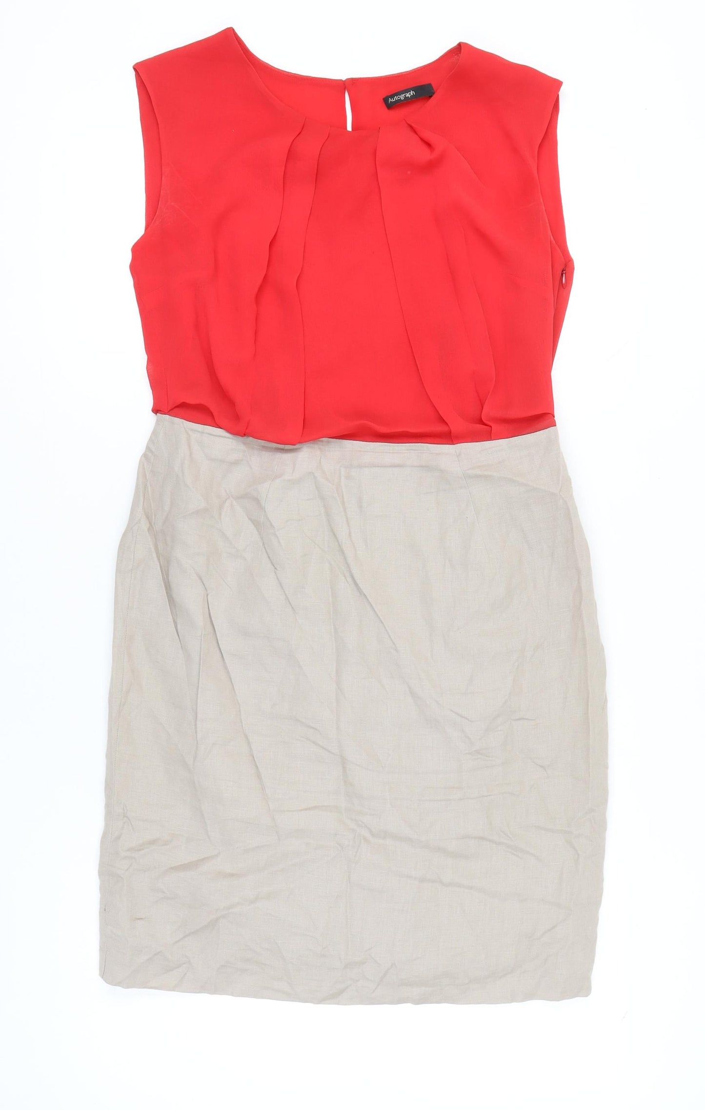 Marks and Spencer Women’s Red Beige Sheath Dress UK 12 Workwear