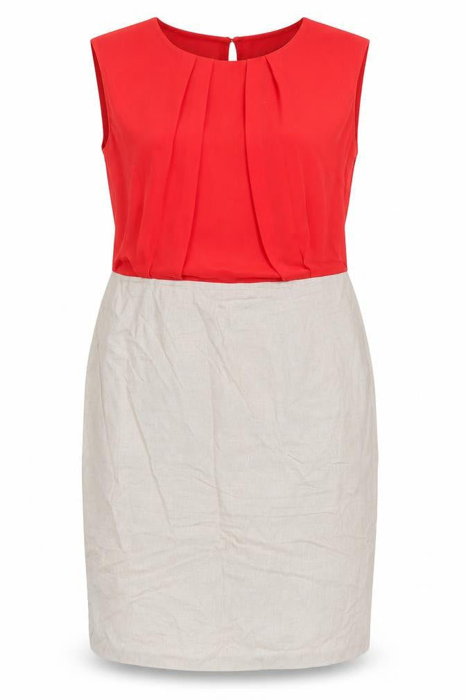 Marks and Spencer Women’s Red Beige Sheath Dress UK 12 Workwear