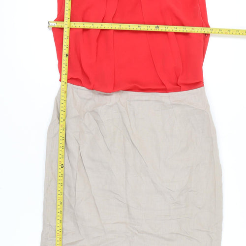 Marks and Spencer Women’s Red Beige Sheath Dress UK 12 Workwear