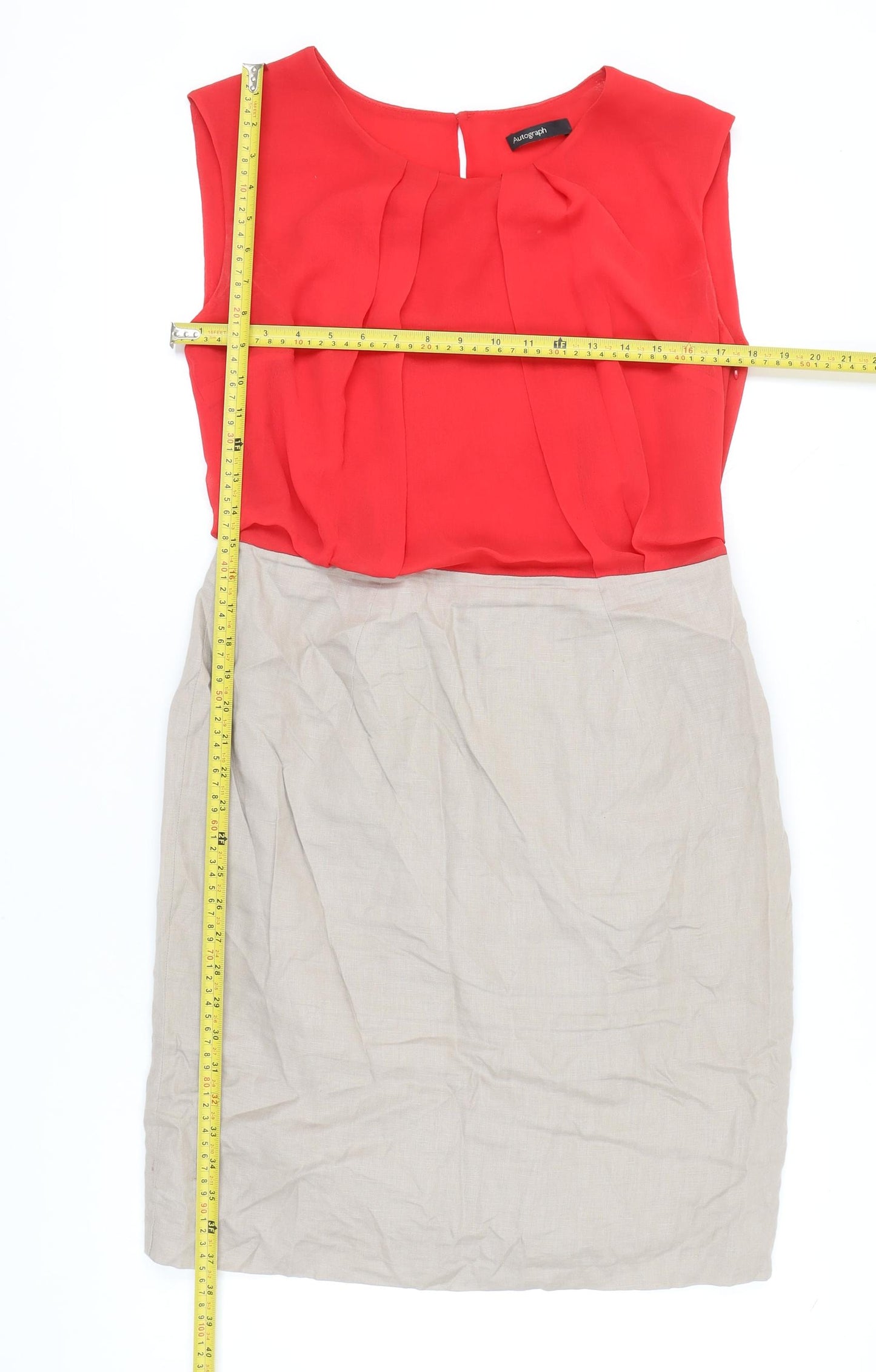 Marks and Spencer Women’s Red Beige Sheath Dress UK 12 Workwear