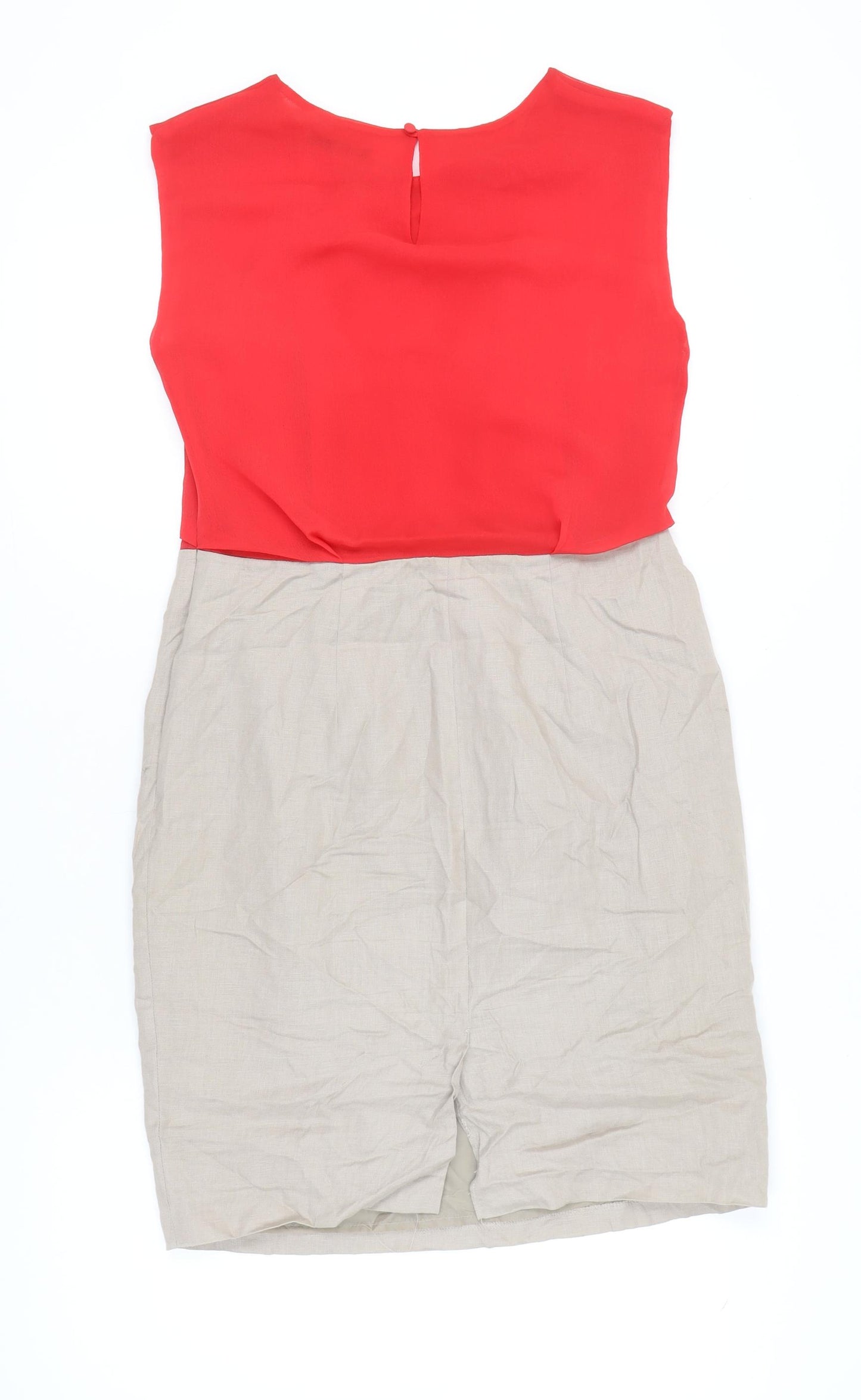 Marks and Spencer Women’s Red Beige Sheath Dress UK 12 Workwear
