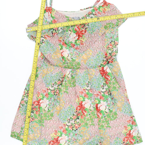 Lipsy Women’s Multicoloured Floral Ruffle Strappy Playsuit Size 12