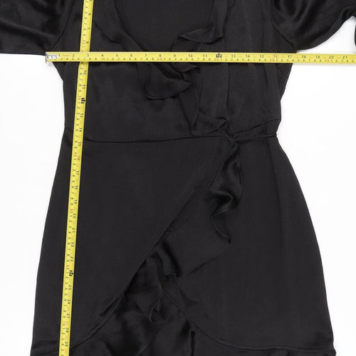Vero Moda Women’s Black Wrap Dress Size S Ruffle Long Sleeve