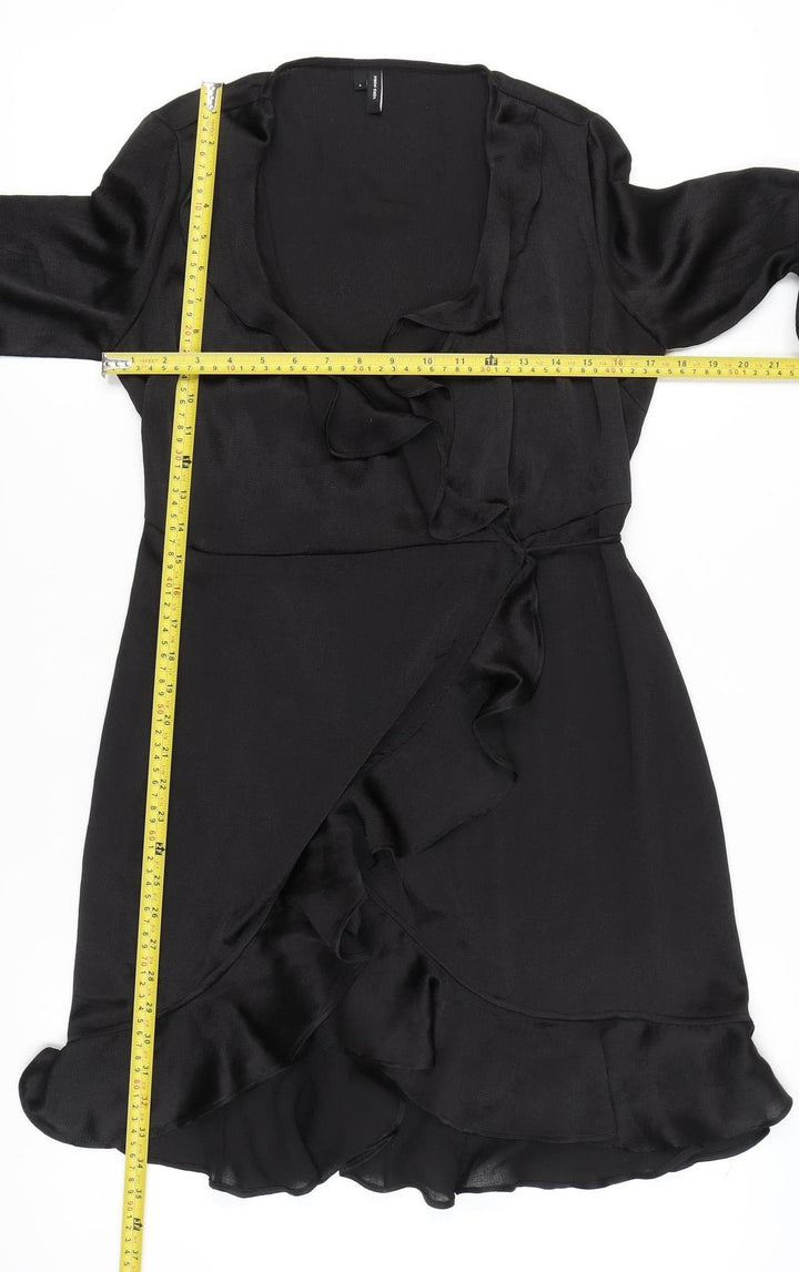 Vero Moda Women’s Black Wrap Dress Size S Ruffle Long Sleeve