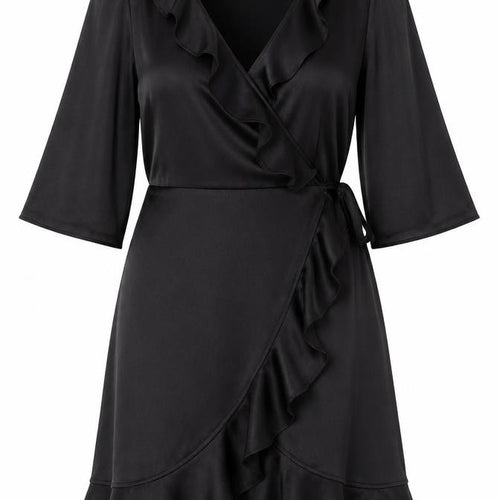 Vero Moda Women’s Black Wrap Dress Size S Ruffle Long Sleeve