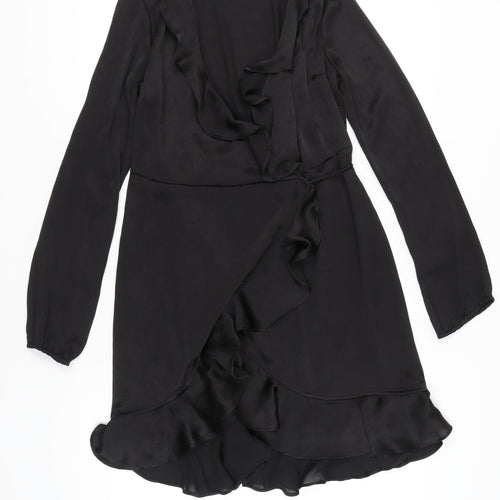 Vero Moda Women’s Black Wrap Dress Size S Ruffle Long Sleeve