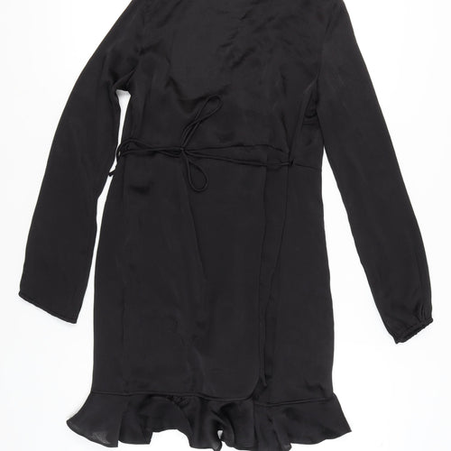 Vero Moda Women’s Black Wrap Dress Size S Ruffle Long Sleeve