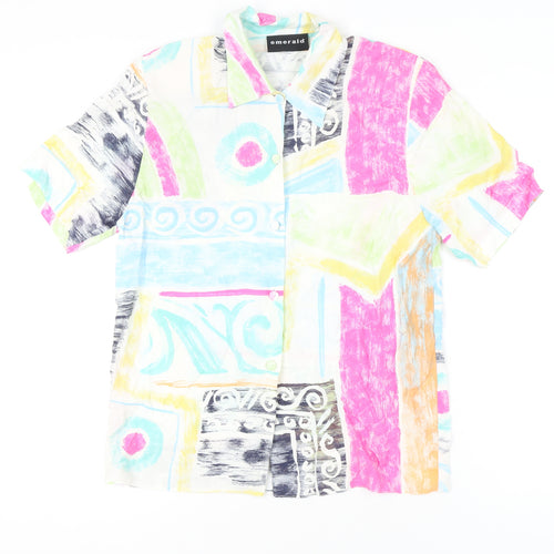 Emerald Womens Multicoloured Retro Button-Up Shirt Size 10