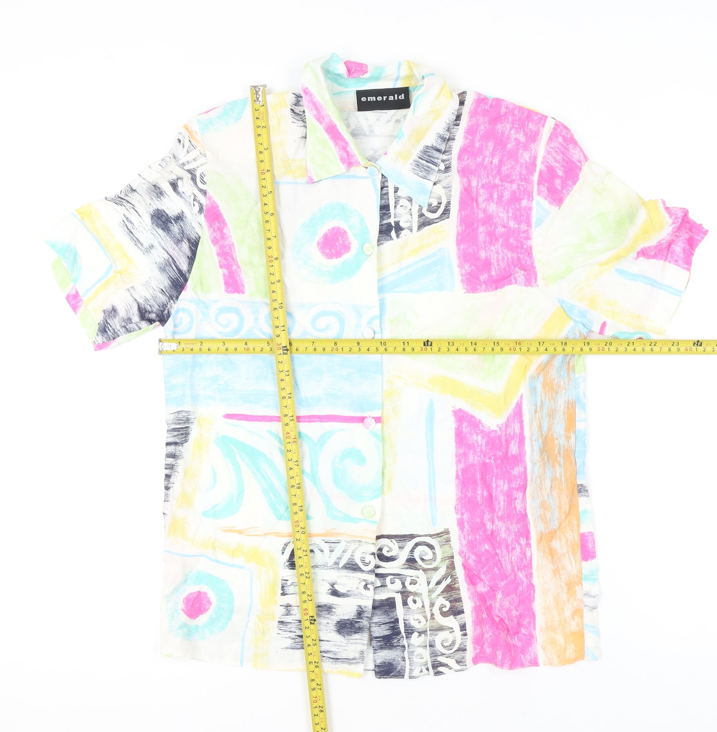 Emerald Womens Multicoloured Retro Button-Up Shirt Size 10