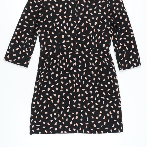 Warehouse Women’s Black Pink Sheath Dress Size 12 3/4 Sleeve