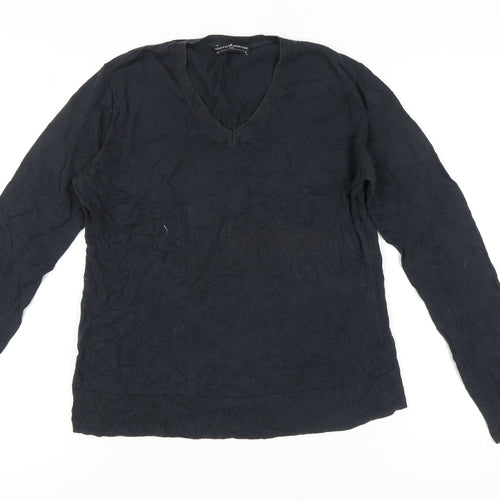 Peruvian Connection Womens Black M V-Neck Cotton Long Sleeve Jumper