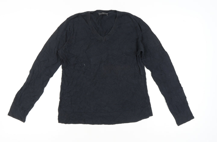 Peruvian Connection Womens Black M V-Neck Cotton Long Sleeve Jumper