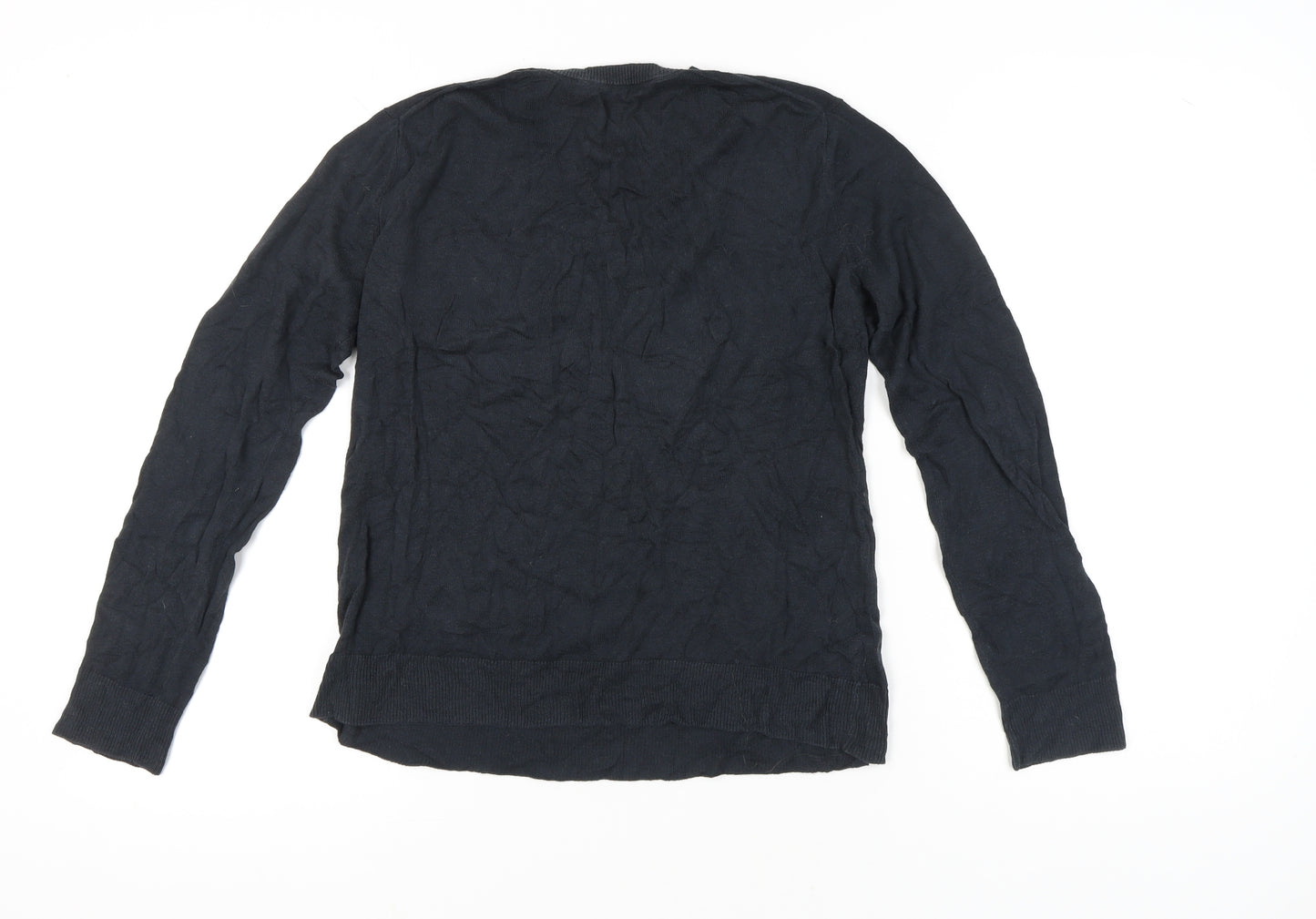 Peruvian Connection Womens Black M V-Neck Cotton Long Sleeve Jumper