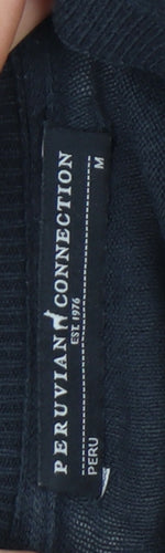 Peruvian Connection Womens Black M V-Neck Cotton Long Sleeve Jumper