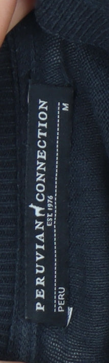 Peruvian Connection Womens Black M V-Neck Cotton Long Sleeve Jumper