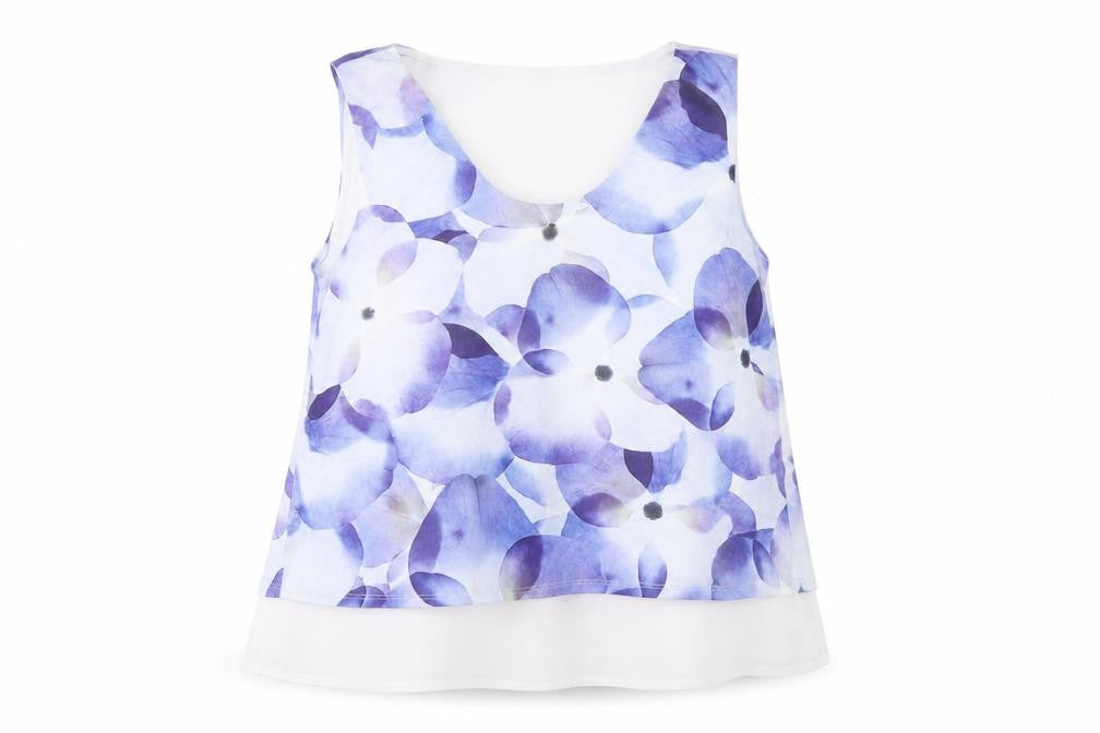 Front view of Phase Eight women’s multicoloured floral sleeveless blouse, size UK 14