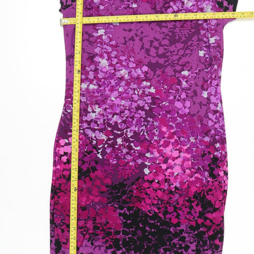 Klass Women’s Purple Floral Sheath Dress Size 12 Short Sleeve