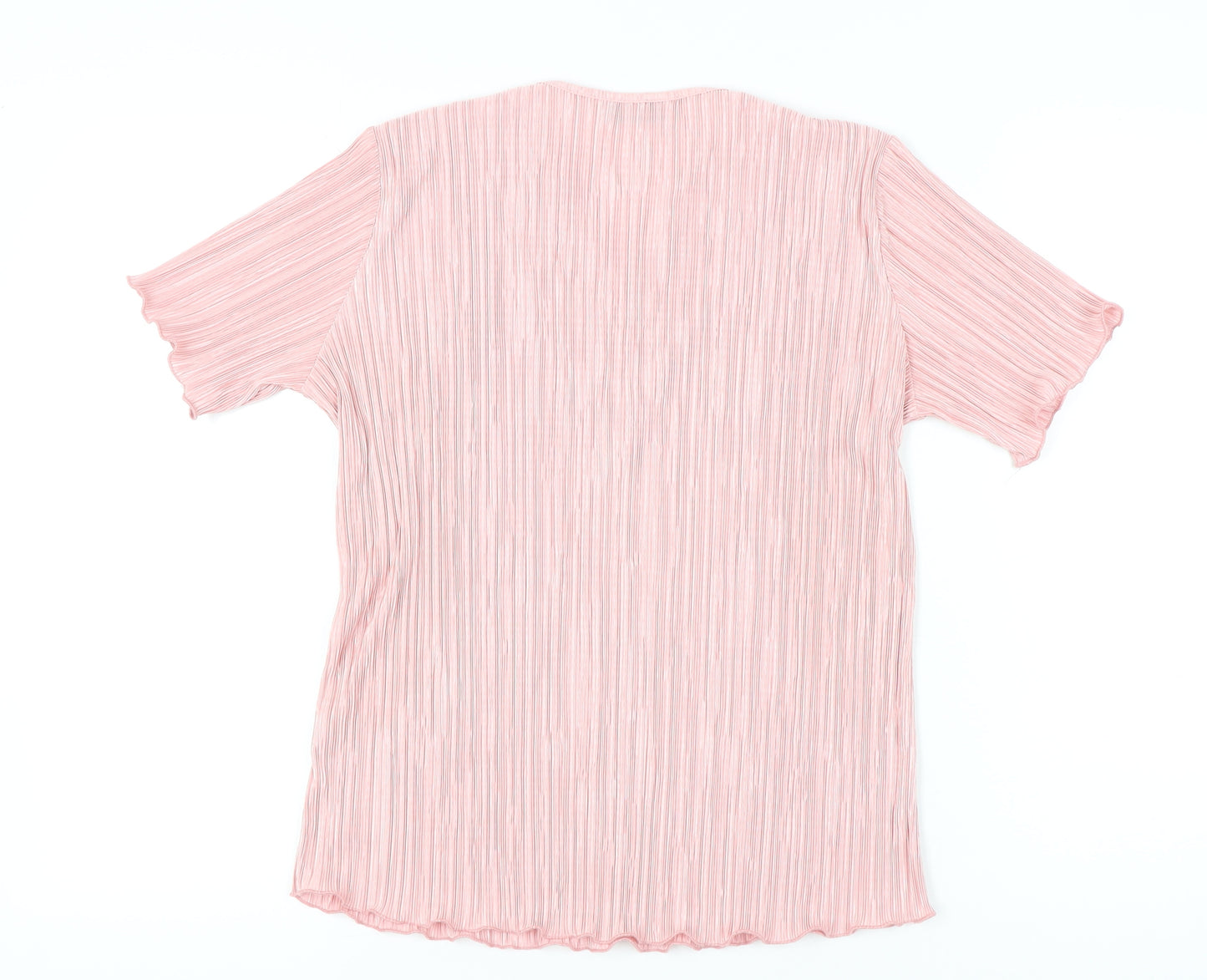 Bassini Womens Pink Embroidered Tunic Blouse Size M Short Sleeve