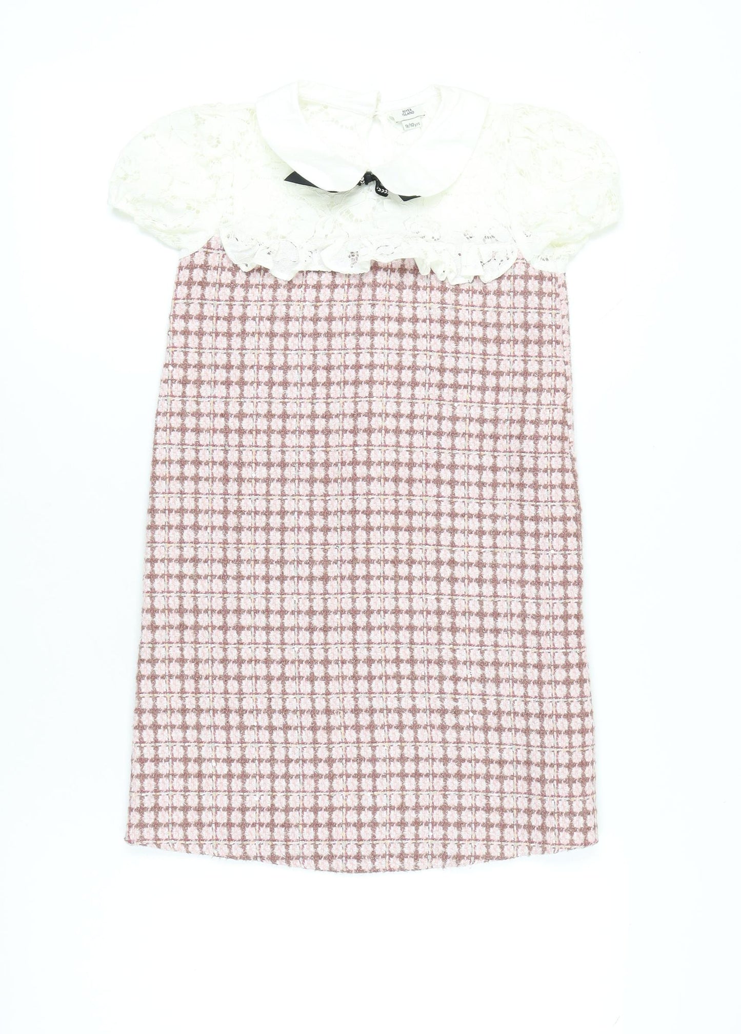River Island Girls Pink White Lace Collar Shift Dress 9-10 Years Party