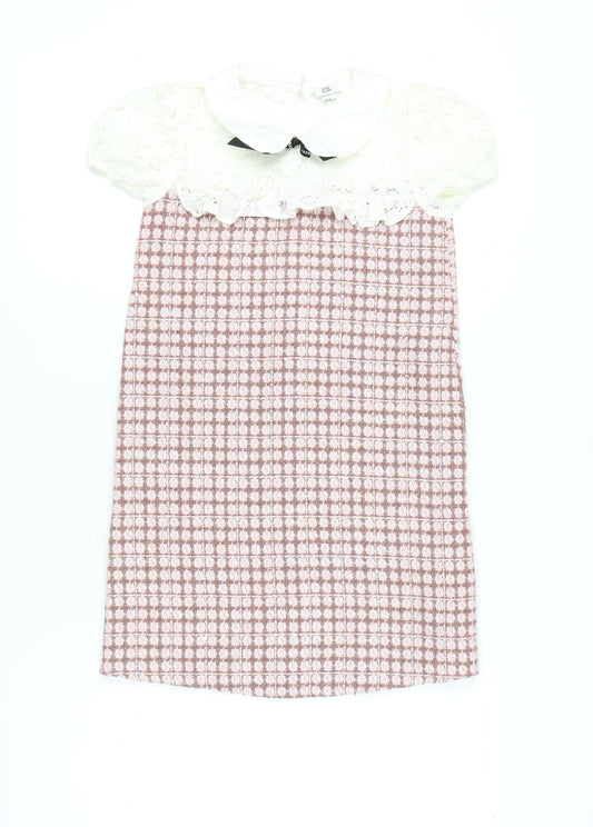 River Island Girls Pink White Lace Collar Shift Dress 9-10 Years Party