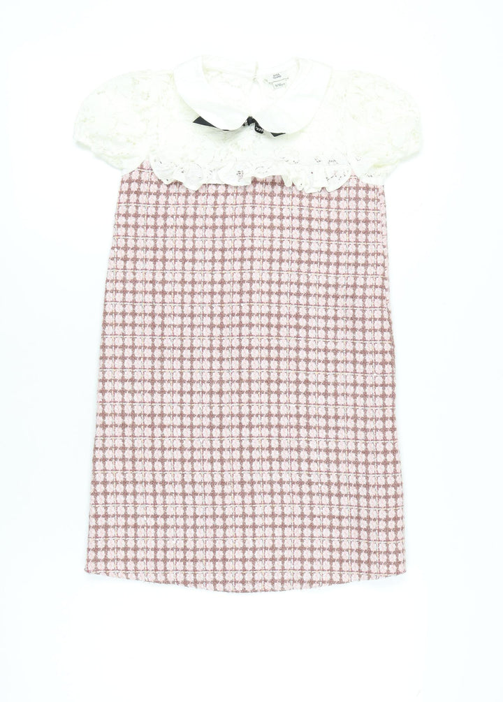 River Island Girls Pink White Lace Collar Shift Dress 9-10 Years Party