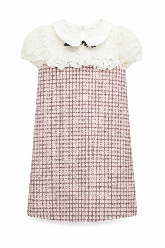 River Island Girls Pink White Lace Collar Shift Dress 9-10 Years Party