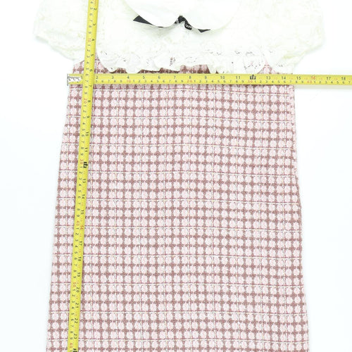 River Island Girls Pink White Lace Collar Shift Dress 9-10 Years Party
