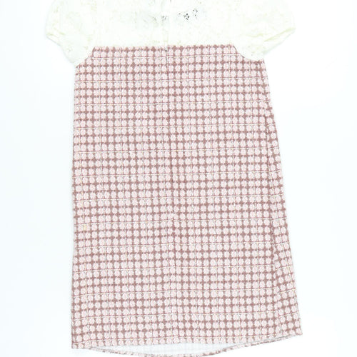 River Island Girls Pink White Lace Collar Shift Dress 9-10 Years Party