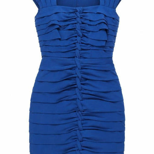 JAX Womens Blue Bodycon Ruched Short Dress Size 8 Classic Party