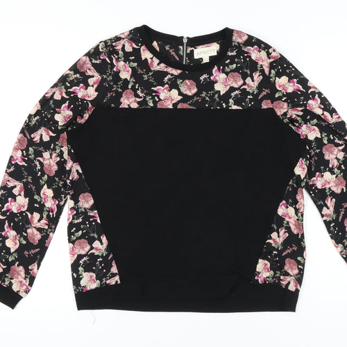 Apricot Womens Black Floral UK 12 Long Sleeve Tunic Blouse