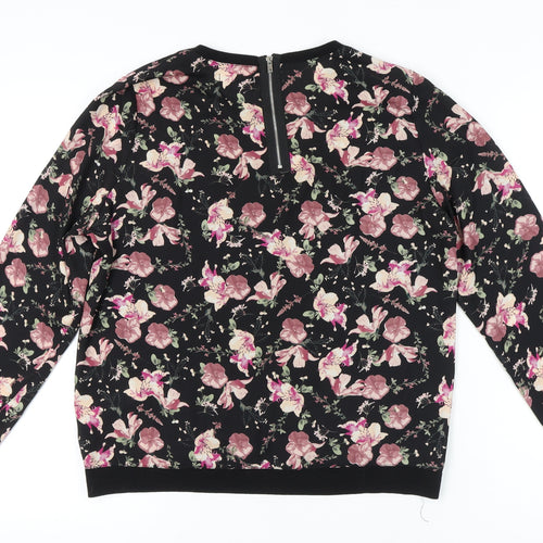 Apricot Womens Black Floral UK 12 Long Sleeve Tunic Blouse