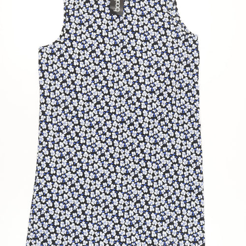 Boohoo Womens Black Floral Shift Dress Size 10 Sleeveless