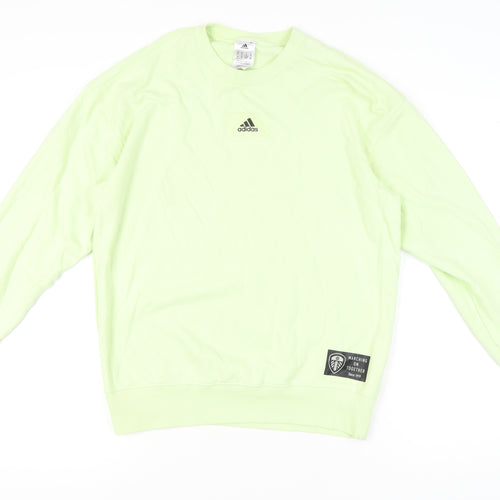 Adidas Mens Green Small Pullover Sweatshirt Crew Neck Long Sleeve